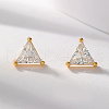 S925 Sterling Silver Clear Cubic Zirconia Triangle Stud Earrings IQ7437-1-1
