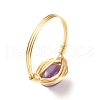 Natural Amethyst Oval Finger Rings RJEW-JR00441-01-7