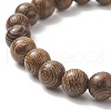 Natural Wenge Wood & Alloy Skull Beaded Stretch Bracelet for Women BJEW-JB09146-5