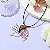 Braided Glass Seed Bead Spider Pendant Necklaces NJEW-MZ00036-02-2