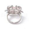 Natural Rose Quartz Crab Open Cuff Ring RJEW-I090-01P-02-3