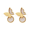 Butterfly Brass Shell Stud Earrings KK-D363-22G-2