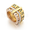 Roman Numerals 304 Stainless Steel & Crystal Rhinestone Finger Rings FS-WGD9A22-30-2