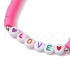 3Pcs 3 Colors Polymer Clay Disc Beaded Stretch Bracelet Sets BJEW-JB10441-02-5