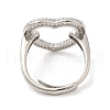 Clear Cubic Zirconia Hollow Heart Adjustable Ring RJEW-M148-04P-2