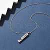 304 Stainless Steel Engraved Flower Cross Rectangle Pet Memorial Keepsake Urn Ashes Pendant Necklaces NJEW-P326-02P-1