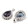 Natural Fluorite & Rhinestone Pendants G-K338-31P-01-2