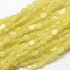 Oval Natural Olive Jade Beads Strands G-P102-01A-1