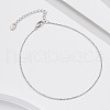 925 Sterling Silver Ball Chain Anklet AJEW-Z029-18P-2