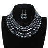 Plastic Pearl Round Beaded Multilayer Necklaces & Dangle Earrings Sets FS-WGEBA88-06-1