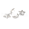 Long-Lasting Plated Brass Star and Moon Dangle Stud Earrings for Women EJEW-K093-27P-2