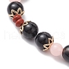 Natural Red Jasper & Black Onyx(Dyed & Heated) & Luminous Acrylic Beaded Stretch Bracelets for Women Men BJEW-JB10502-4