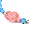 Tortoise Synthetic Turquoise Braided Bead Bracelets for Women BJEW-JB11695-3