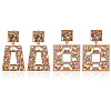 ANATTASOUL 2 Pairs 2 Style Rhinestone Rectangle & Trapezoid Dangle Stud Earrings EJEW-AN0001-16-1