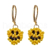 Smiling Face 304 Stainless Steel Glass Seed Beads Leverback Earrings EJEW-MZ00423-2