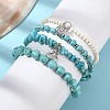 4Pcs 4 Style Synthetic Turquoise Beaded Stretch Bracelets SET BJEW-TA00377-5