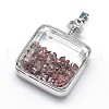 Mixed Stone Floating Locket Pendants with Glass and Platinum Tone Brass Findings G-F228-66-RS-2