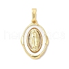 Brass Pave Natural White Shell Pendants KK-S522-07D-G-1