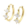 Rhombus Brass Micro Pave Clear Cubic Zirconia Hoop Earrings EJEW-Z121-07G-4