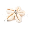 Natural Mixed Cowrie Shell Pendants PALLOY-JF03859-02-4