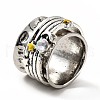 Rotatable Moon and Star Alloy Finger Ring with Rhinestone RJEW-F123-03AS-2