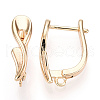 Brass Hoop Earring Findings with Latch Back Closure KK-T049-21G-NF-1-2