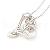 Clear Cubic Zirconia Heart with Rose Pendant Necklace NJEW-F293-01A-RG-3