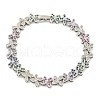 Rack Plating Brass Pave Cubic Zirconia Butterfly Link Bracelets for Women BJEW-B110-05P-2