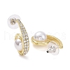 Spiral with Imitation Pearl Beads Stud Earrings EJEW-C006-03-3