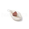 7Pcs 7 Styles Natural Stone & Natural Cowrie Shell Pendants PALLOY-JF03449-4
