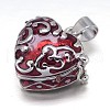 Enamel Heart Rack Plating Platinum Brass Prayer Box Pendants KK-L101-01A-1