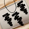 Irregular Geometry Acrylic with Imitation Leather Cord Pendant Necklace & Stud Earring Sets FS-WGB043E-01-4