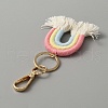 Macrame Weaving Rainbow Tassel Cotton Keychain with Alloy Findings KEYC-WH0036-26LG-03-2