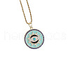 Brass Enamel Flat Round with Evil Eye Pendant Necklaces for Women FS-WG1D116-02-2