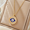 Bohemian Brass Micro Pave Clear Cubic Zirconia & Enamel Bule Evil Eye Pendant Necklaces ES8958-1-3