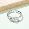 Brass Micro Pave Clear Cubic Zirconia Open Cuff Rings RJEW-G336-01P-2