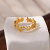 Brass Micro Pave Cubic Zirconia Cuff Rings for Women FS-WGE5B0B-04-1