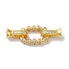 Rectangle Rack Plating Brass Micro Pave Clear Cubic Zirconia Fold Over Clasps KK-A225-04G-1