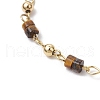 Brass Natural Tiger Eye Link Bracelets for Women BJEW-JB11683-07-3