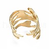 304 Stainless Steel Wave Open Cuff Ring RJEW-T023-31G-2