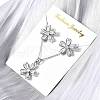 Flower Brass Micro Pave Cubic Zirconia Stud Earrings & Pendant Necklaces Sets SJEW-Z002-02P-1