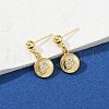 Flat Round with Star & Wing & Snake Brass Micro Pave Cubic Zirconia Dangle Stud Earrings EJEW-Z115-01G-2