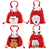 BENECREAT 4Pcs 4 Styles Christmas Theme Velvet Packing Pouches ABAG-BC0001-50-1