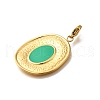 Oval 304 Stainless Steel Enamel Pendant Decorations STAS-R159-47G-02-2