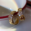 Brass Micro Pave Clear Cubic Zirconia Stud Earrings EJEW-Z104-01G-1