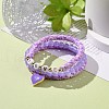 3Pcs 3 Style Natural Dyed Malaysia Jade & Acrylic Word Love Beaded Stretch Bracelets Set with Alloy Enamel Heart Charms BJEW-JB08924-04-2