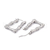 304 Stainless Steel Bamboo Trapezoid Hoop Earrings for Women EJEW-B018-06P-2