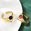 316 Stainless Steel with Natural Mixed Gemstone Cuff Rings RJEW-Z098-01G-13-3