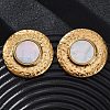 304 Stainless Steel Natural White Shell Stud Earrings EJEW-Z103-14G-2