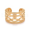 Ion Plating(IP) 304 Stainless Steel Snowflake Open Cuff Ring for Women RJEW-A005-22G-1